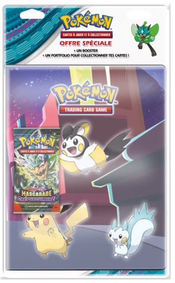 Pokémon - Portfolio 9 cases + 1 Booster Mascarade Crépusculaire pikachu - japon toujours